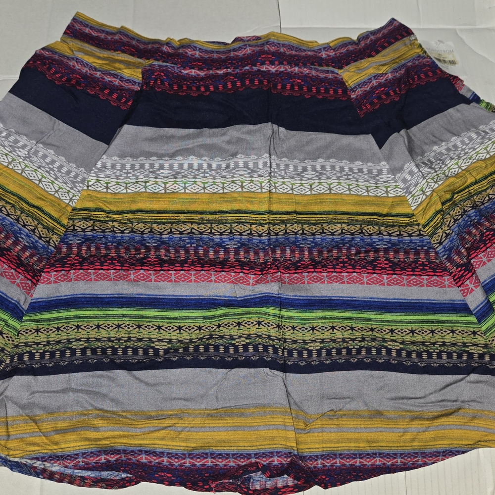 BNWT Lily White Nordstrom Multicolor Woven Look Striped Women's Skirt Sz L